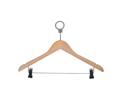 PL Printed Wooden Clothes Hanger with Clips PL Printed Wooden Clothes Hanger with Clips