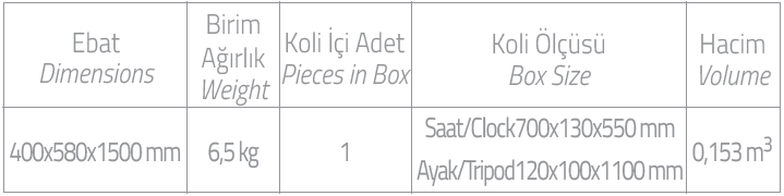 Tripod Ayaklı Dekoratif Saat EBAT