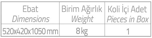 ÇAMAŞIR TOPLAMA ARABASI CT261MB-EBATLARI